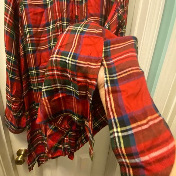 NWOT Plaid Tartan long sleeve button down Tunic - Picture 2 of 4